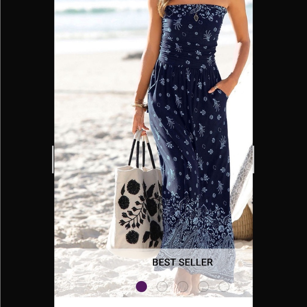 Midnight Blue Strapless Maxi Dress